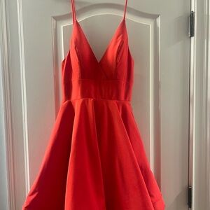 Chic Scarlet Spaghetti Strap Mini Dress